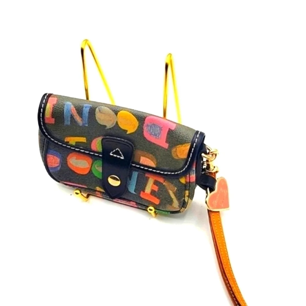 DOONEY & BOURKE Vintage Doodle Leather Black Pink Heart Tag